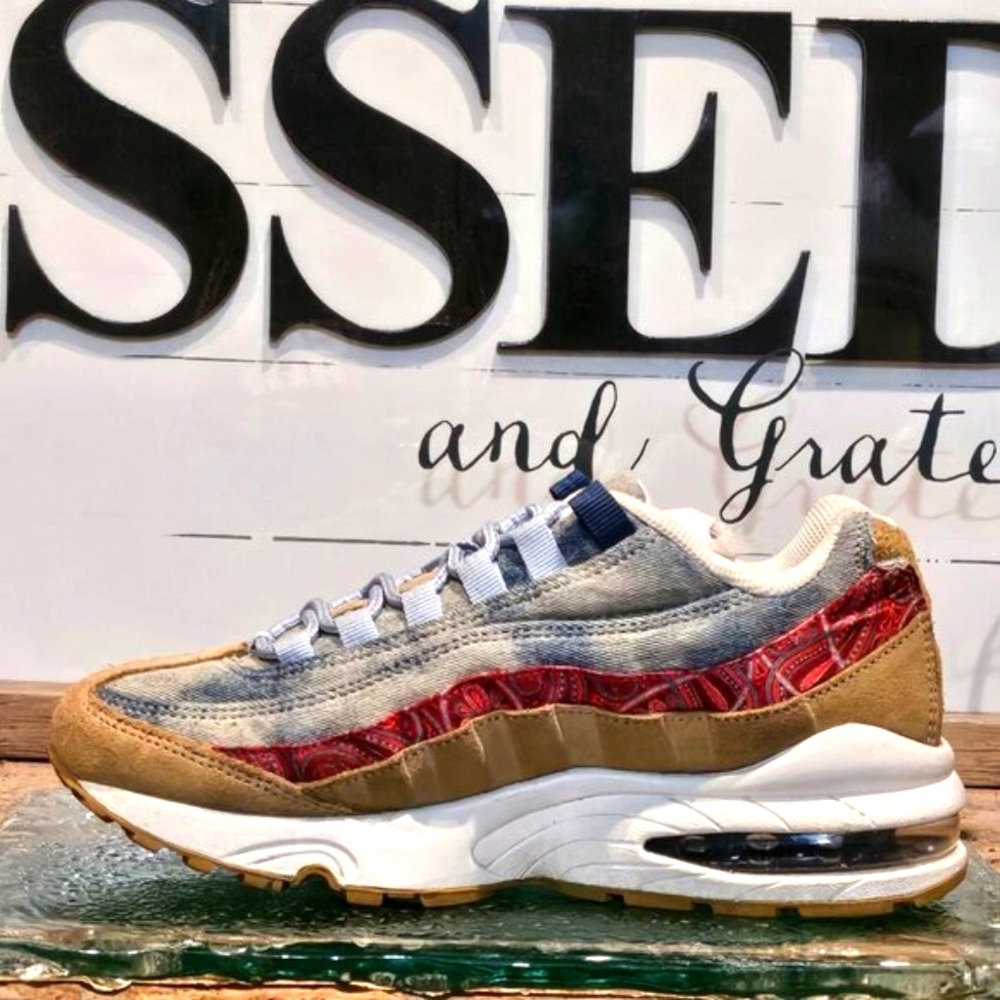 Nike Air Max 95 GS 'Wild West' Denim, Paisley Suede 5.5 Youth #BV6375 200 - Picture 3 of 8